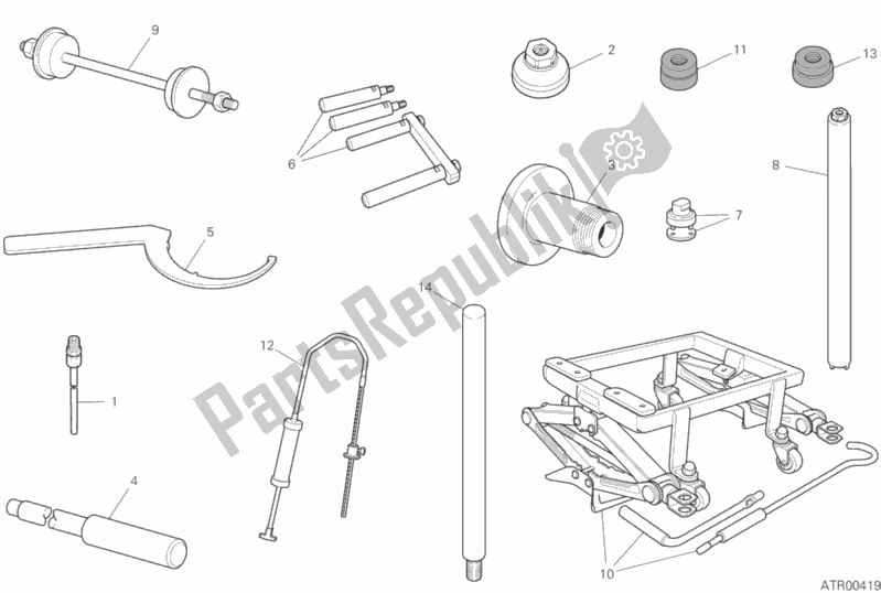 All parts for the Workshop Service Tools (frame) of the Ducati Supersport S Thailand 950 2020